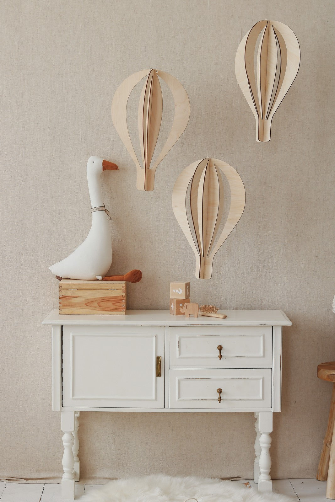 3D Wooden Ceiling Decoration - Set of 3 Hot Air Baloons – Karebearwa