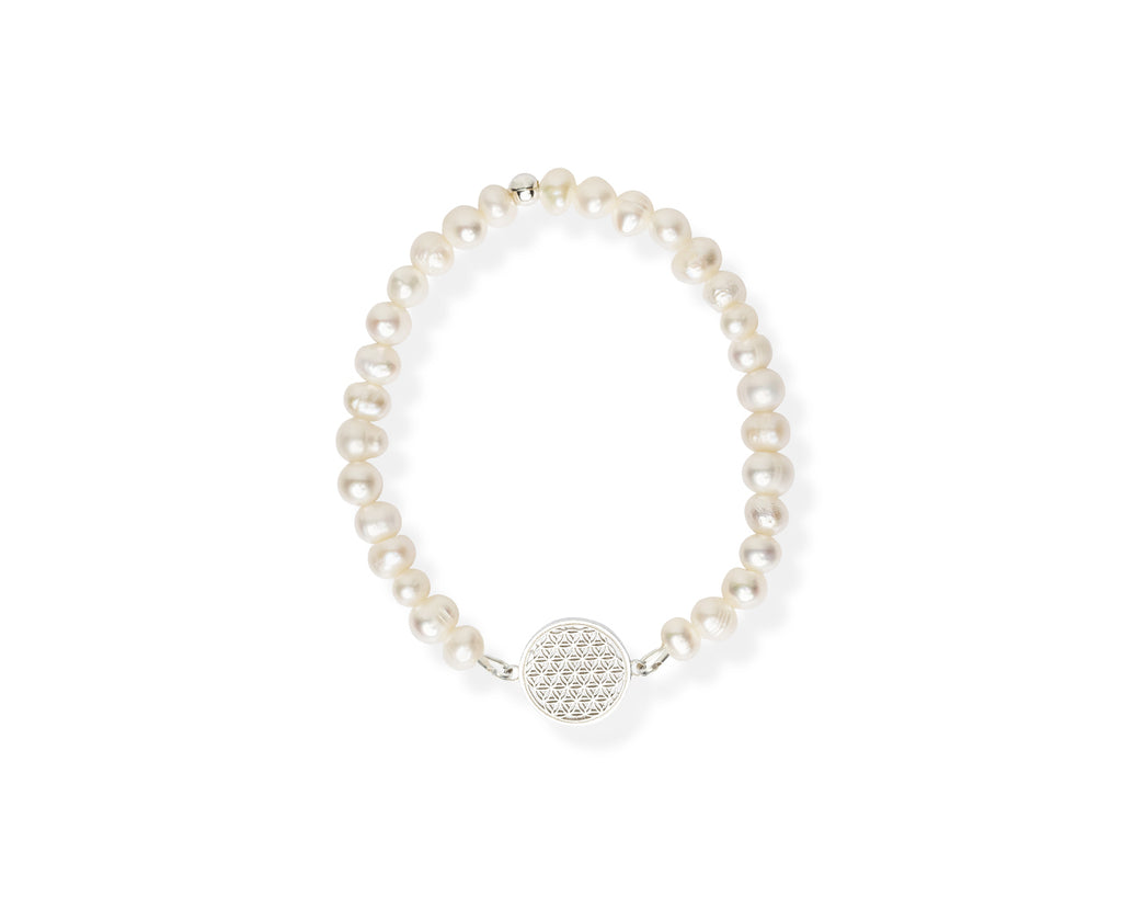 Flower Of Life Bracelet S – White Pearl
